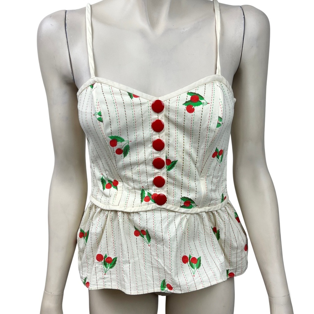 Anthropologie Maple Ivory Cherry‎ Print Tank Blouse